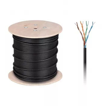 CABLETECH Copper Computer Cable - UTP Cat5e Twisted Pair + Gel, 305 m, Black, Outdoor