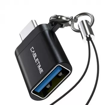 CABLETIME USB-C to USB-A OTG Adapter, USB 3.0 5Gbps, Space Gray Aluminum