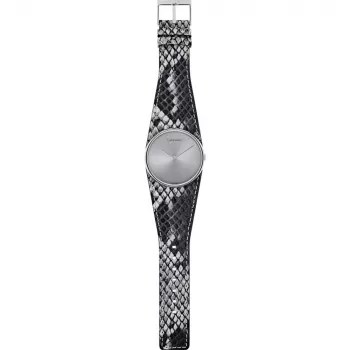 CALVIN KLEIN K5V231Q4 Women's Watch 39mm Quartz Stainless Steel Rose Gold PVD Leather Black
