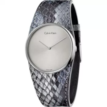 CALVIN KLEIN K5V231Q4 Women's Watch 39mm Quartz Stainless Steel Rose Gold PVD Leather Black