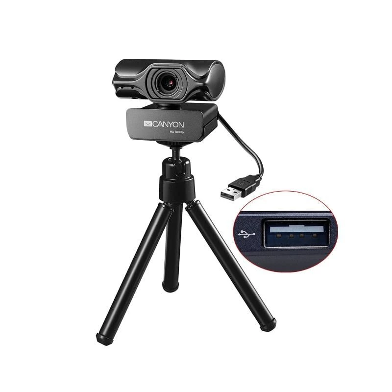 Canyon C6 2K Ultra Full HD 3.2MP Webcam with USB 2.0, Black