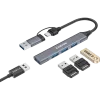 CANYON DS-02 4-in-1 USB-C Hub with 4K HDMI, 100W PD, USB-A 3.0 & 2.0, Space Grey