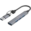 CANYON DS-02 4-in-1 USB-C Hub with 4K HDMI, 100W PD, USB-A 3.0 & 2.0, Space Grey