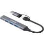 CANYON DS-02 4-in-1 USB-C Hub with 4K HDMI, 100W PD, USB-A 3.0 & 2.0, Space Grey