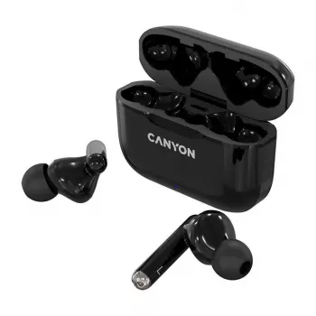 Canyon TWS-3 True Wireless Bluetooth Earbuds with Charging Case, Black