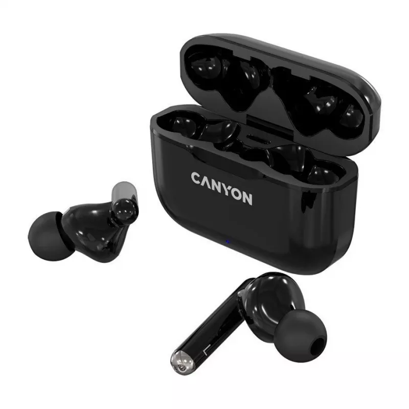 Canyon TWS-3 True Wireless Bluetooth Earbuds with Charging Case, Black