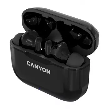 Canyon TWS-3 True Wireless Bluetooth Earbuds with Charging Case, Black