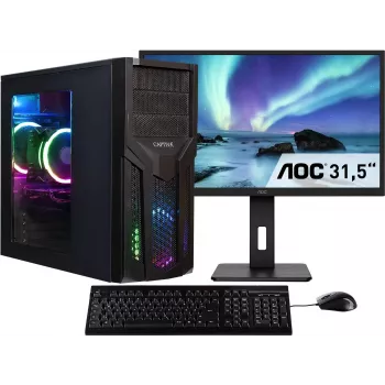 CAPTIVA PC Power Starter R80-035 TFT Bundle (AMD Ryzen 5 5600G, 32GB DDR4, 1TB SSD, DVD-RW, MSI, WLAN, Windows 11 Home 64-bit) - Desktop PC with Monitor, Keyboard, Mouse