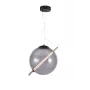 Cara 20cm Smoked Glass Pendant Lamp with Black Metal Frame, E27, Dimmable