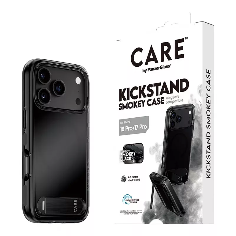 CARE by PanzerGlass Kickstand Case Smokey Black MagSafe for iPhone 17 Pro