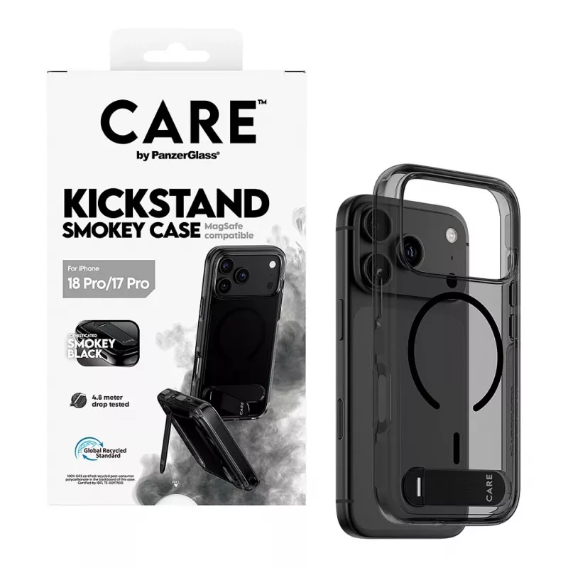 CARE by PanzerGlass Kickstand Case Smokey Black MagSafe for iPhone 17 Pro