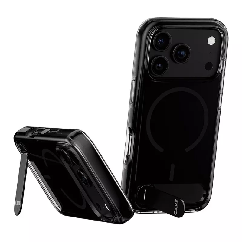 CARE by PanzerGlass Kickstand Case Smokey Black MagSafe for iPhone 17 Pro