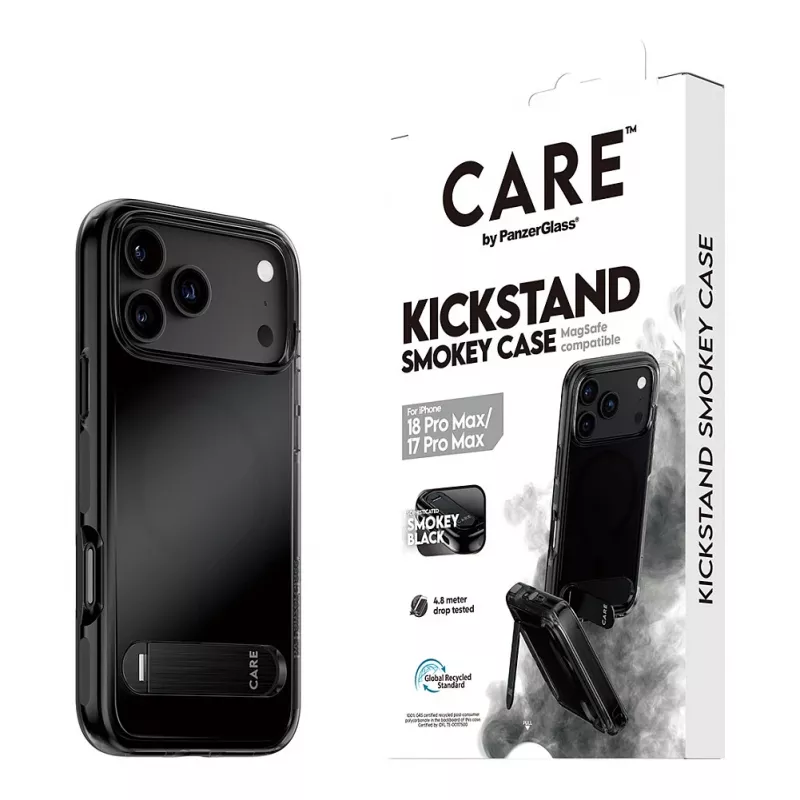 CARE by PanzerGlass Kickstand Case Smokey with Black MagSafe for iPhone 17 Pro Max
