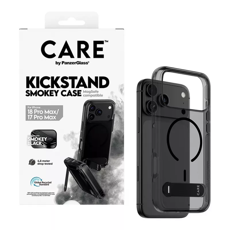 CARE by PanzerGlass Kickstand Case Smokey with Black MagSafe for iPhone 17 Pro Max