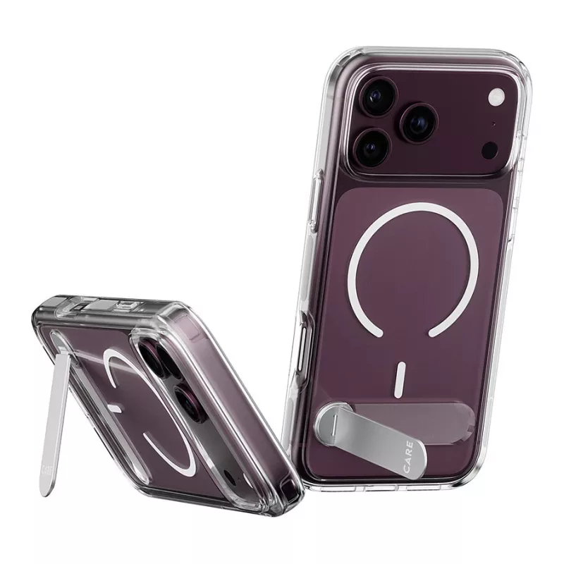 CARE by PanzerGlass Kickstand Case Transparent with White MagSafe for iPhone 17 Pro Max