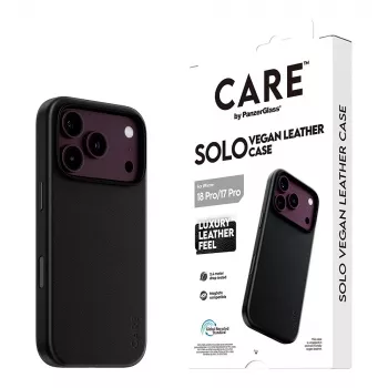 CARE by PanzerGlass Solo Vegan Leather Case Black with MagSafe for iPhone 17 Pro