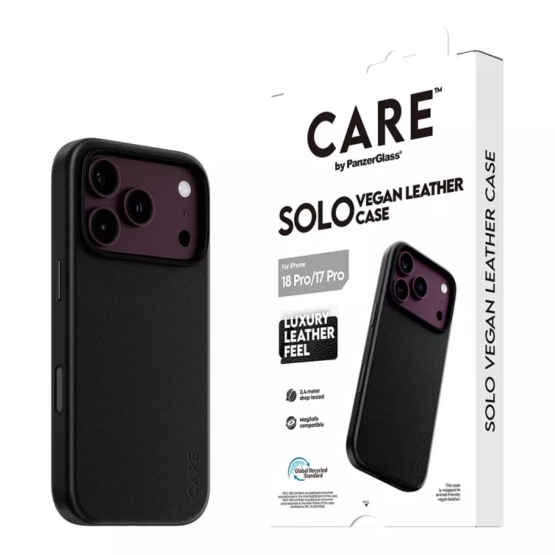 CARE by PanzerGlass Solo Vegan Leather Case Black with MagSafe for iPhone 17 Pro