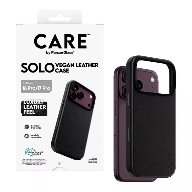 CARE by PanzerGlass Solo Vegan Leather Case Black with MagSafe for iPhone 17 Pro