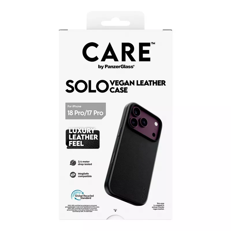 CARE by PanzerGlass Solo Vegan Leather Case Black with MagSafe for iPhone 17 Pro