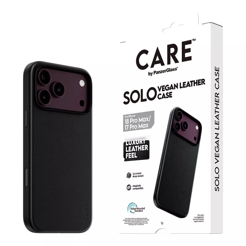 CARE by PanzerGlass Solo Vegan Leather Case with MagSafe for iPhone 17 Pro Max - Black