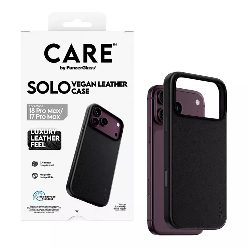 CARE by PanzerGlass Solo Vegan Leather Case with MagSafe for iPhone 17 Pro Max - Black