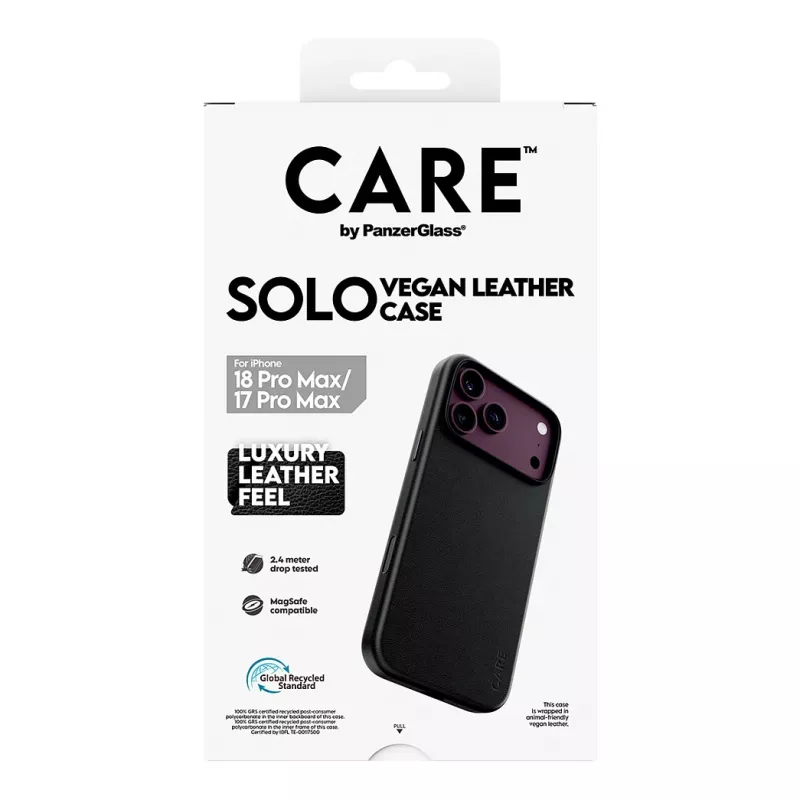 CARE by PanzerGlass Solo Vegan Leather Case with MagSafe for iPhone 17 Pro Max - Black