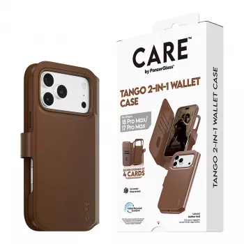 CARE by PanzerGlass Tango 2-in-1 Wallet Case Brown with MagSafe for iPhone 17 Pro Max