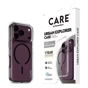 CARE by PanzerGlass Urban Explorer Case Transparent with Black MagSafe iPhone 17 Pro