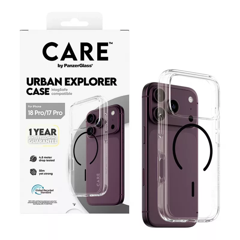 CARE by PanzerGlass Urban Explorer Case Transparent with Black MagSafe iPhone 17 Pro