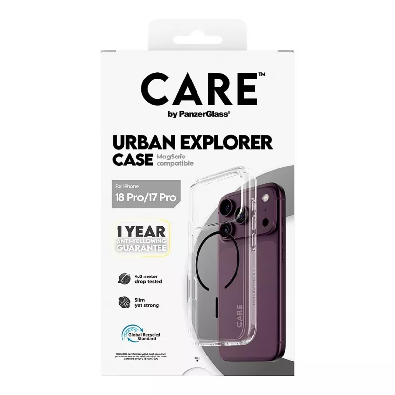 CARE by PanzerGlass Urban Explorer Case Transparent with Black MagSafe iPhone 17 Pro
