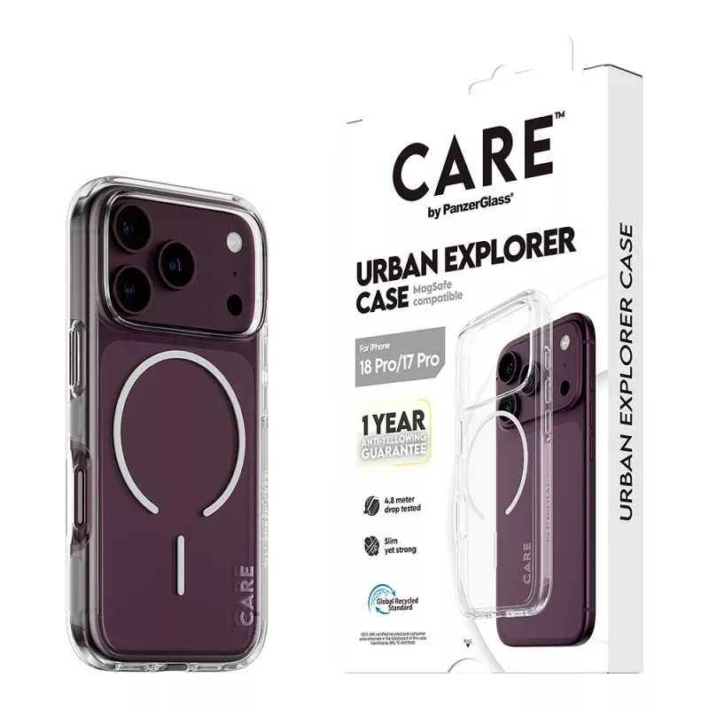 CARE by PanzerGlass Urban Explorer Case Transparent with White MagSafe Ring for iPhone 17 Pro