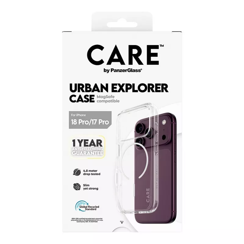 CARE by PanzerGlass Urban Explorer Case Transparent with White MagSafe Ring for iPhone 17 Pro