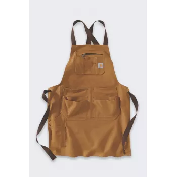 Carhartt Duck Brown Bib Apron with Triple-Stitched Seams and 7 Pockets