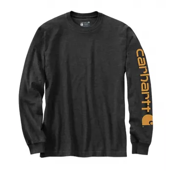 Carhartt Men's L/S Sleeve Logo T-Shirt - Carbon, Small