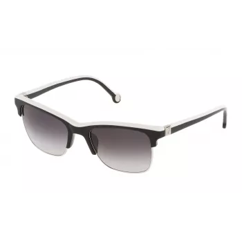 CAROLINA HERRERA SHE655530700 Women's Square Sunglasses - Black/Grey - 53/19/140 mm