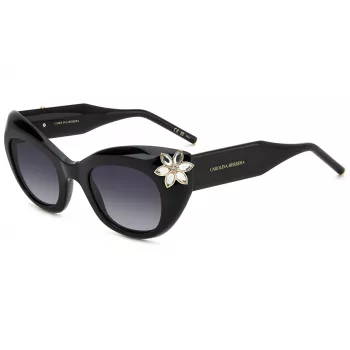 CAROLINA HERRERA Women's Cat Eye Sunglasses HER0215S807 - Black Acetate Frame, Grey Polycarbonate Lenses, 50mm