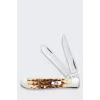 Case Mini Trapper SS Amber Bone Knife - 2-Blade Folding Pocket Knife, Tru-Sharp Stainless Steel, Genuine Amber Bone Handle, Slipjoint, USA