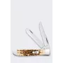 Case Mini Trapper SS Amber Bone Knife - 2-Blade Folding Pocket Knife, Tru-Sharp Stainless Steel, Genuine Amber Bone Handle, Slipjoint, USA