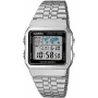 Casio A500WA-1DF Classic Digital Quartz Wrist Watch – Silver Stainless Steel Band, LED Backlight, World Time
