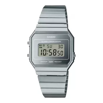 CASIO A700WEV-7A Unisex Digital Quartz Watch Silver Stainless Steel 37.4mm