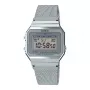 CASIO A700WM-7A Unisex Digital Watch - 37.4mm Silver Milanese Mesh