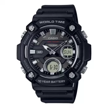 CASIO AEQ-120W-1A Men's Analog-Digital Watch, 53.3 mm, Black Resin