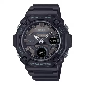 CASIO AEQ-120W-1B Men's Analog-Digital Quartz Watch, 53.3 mm, Black Resin