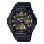 CASIO AEQ-120W-9A Men's Analog-Digital Watch, 53.3mm, Black Resin Case, Black Resin Band, Gold Accents