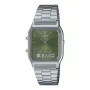 CASIO AQ-230A-3A Unisex Analog-Digital Watch, 38.8mm, Green Dial, Silver-tone Stainless Steel Band