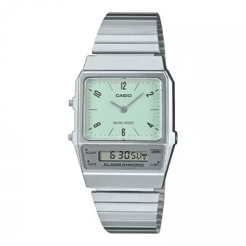 CASIO AQ-800E-3AEF Unisex Digital-Analog Watch 32mm Green Dial Silver Stainless Steel