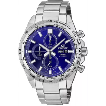 CASIO Edifice EFR-574D-2AVUEF Men's Analog Quartz Watch, 42.3 mm, Blue Dial, Stainless Steel Bracelet
