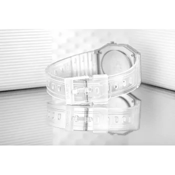 Casio F-91WS-7DF Digital Watch – Transparent White Resin Case, Unisex, Quartz, LED Backlight, Water Resistant 3 ATM