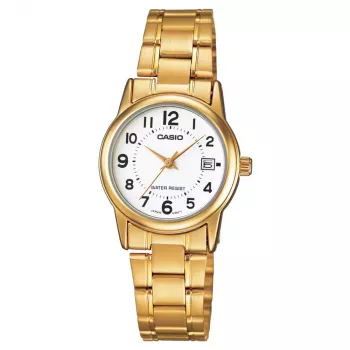 CASIO LTP-V002G-7B Women's Analog Quartz Watch, 25mm Gold-tone Stainless Steel Case, Silver Dial