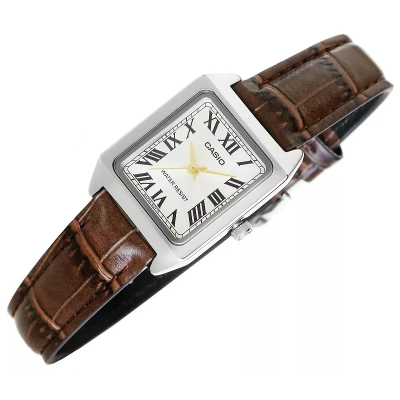 Casio LTP-V007L-9BUDF Analog Watch, Silver/Brown